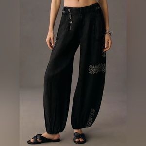 Anthropologie Embroidered Parachute Pants